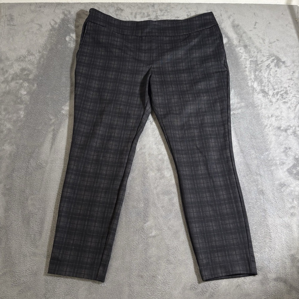 Dalia Pants Womens XXL Black Plaid Pull On Skinny Leg Mid Rise Stretch Pockets